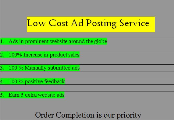 I will low cost classified ad posting service
