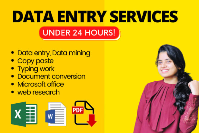 I will provide accurate and fast data entry services at low prices