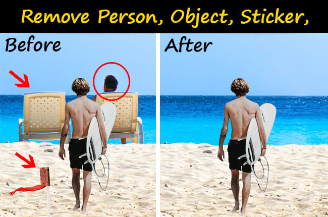 I will remove unwanted object, person from photo