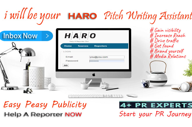 I will be your haro pitch writing assistant PR support via help a reporter out