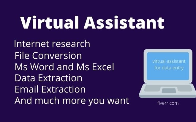 I will be a virtual assistant for data entry job and web research