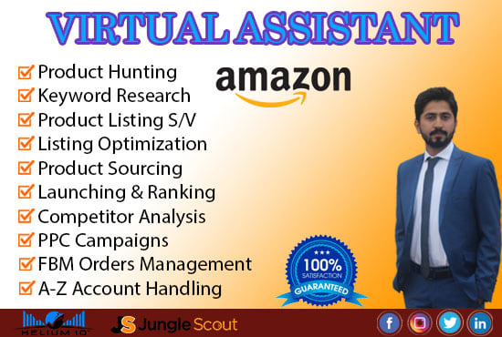 I will be your expert amazon virtual assistant fba services amazon VA