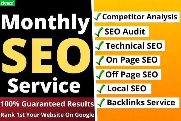 I will complete monthly SEO service with backlinks for google top ranking