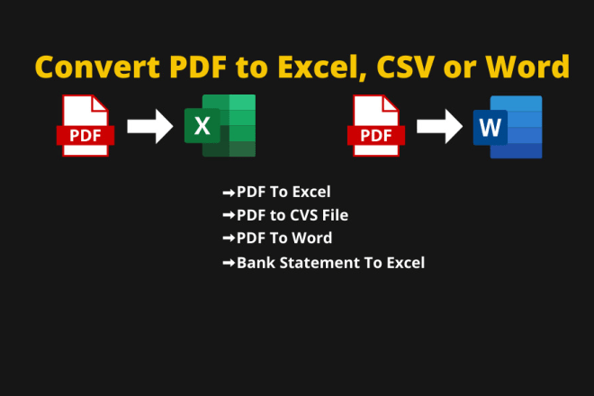 I will convert PDF to excel or CSV file