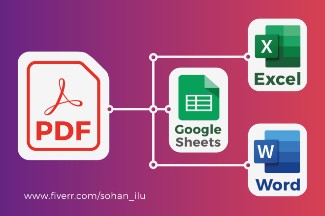 I will convert pdf to word, excel or google sheets and data entry