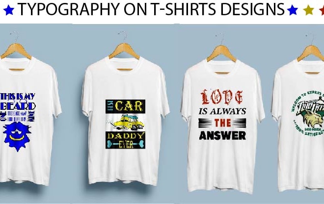 I will create 3d and 70 designs typography on tshirts design