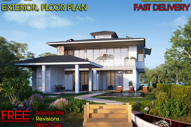 I will create 3d model, interior, exterior, 3d floor plan etc
