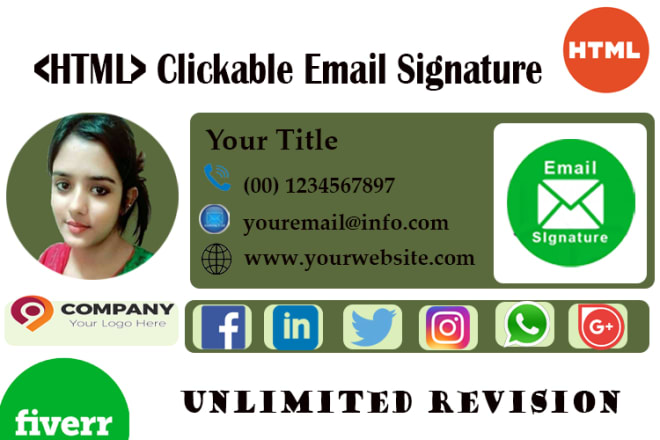 I will create and design a clickable HTML email signature