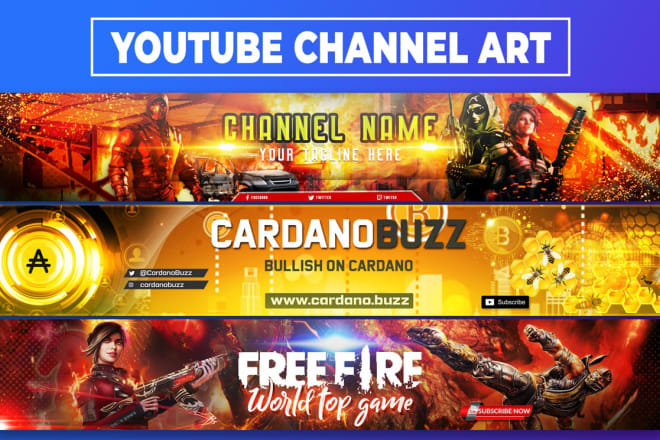 I will create attractive gaming banner youtube header channel art esport twitch