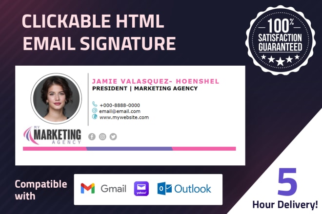 I will create clickable email signature for your business mail