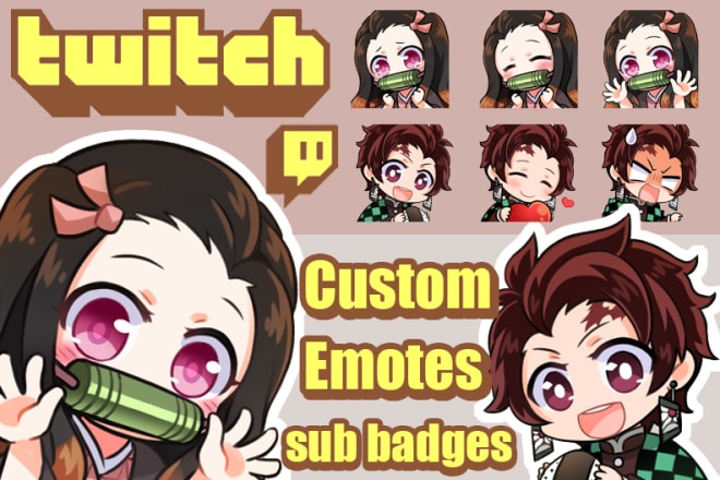 I will create custom anime twitch emotes or sub badges or sticker