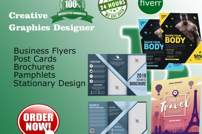 I will create eyecatching pamphlet brochure poster and flyers in 24 hours