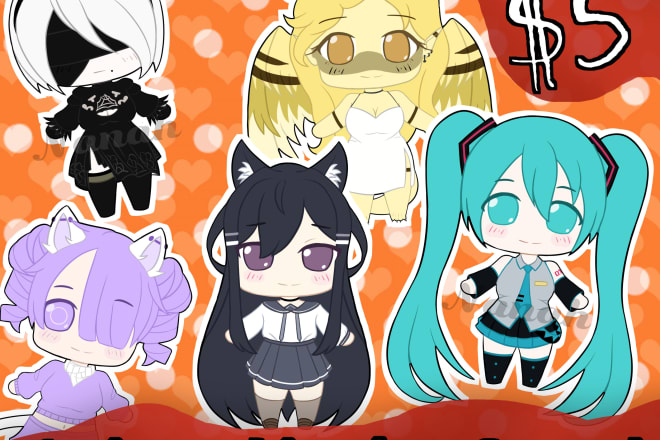 I will create keychain and sticker designs in anime chibi style