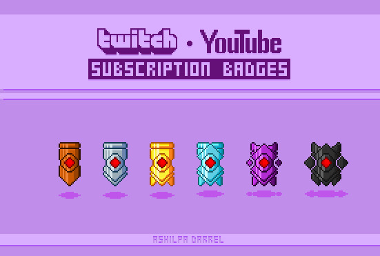I will create pixel badges for twitch or youtube
