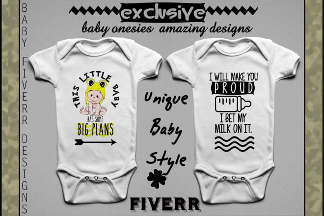 I will create unique baby toddler onesies tshirt designs