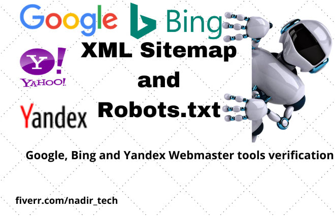 I will create XML sitemap, robots, google, bing webmaster tools verification