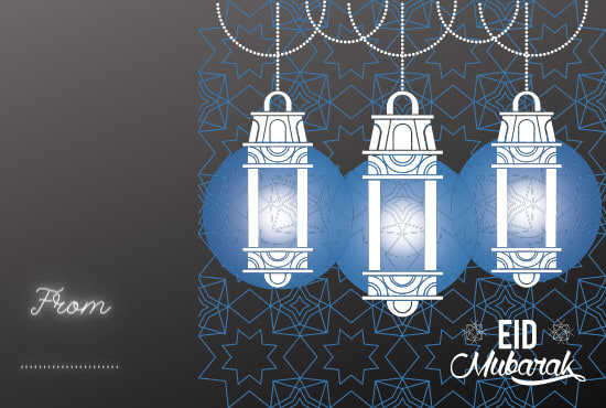 I will design 5 eid mubarak greeting cards for your eid festival in 24 hour