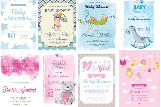 I will design a cute baby shower invitation for you