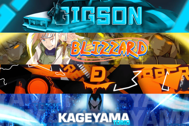 I will design a youtube banner,gaming, anime twitch banner, header