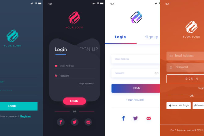 I will design and develop login and register screen for your app