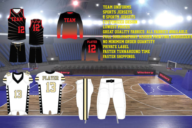I will design and manufacture team uniforms, coach wear, flag football, fishing shirt
