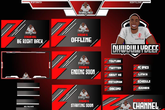 I will design best twitch overlays and mascot logo for your stream