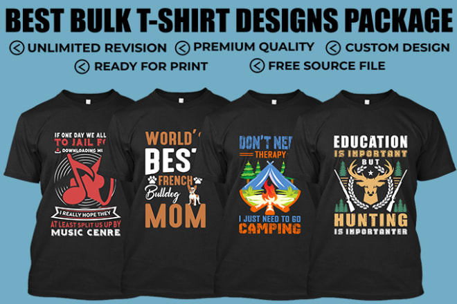 I will design bulk t shirts for print on demand business