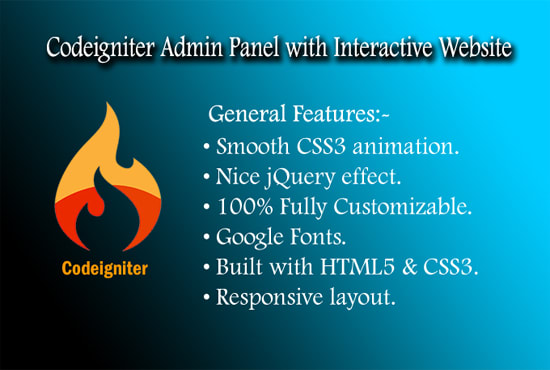 I will design codeigniter admin with interactive website