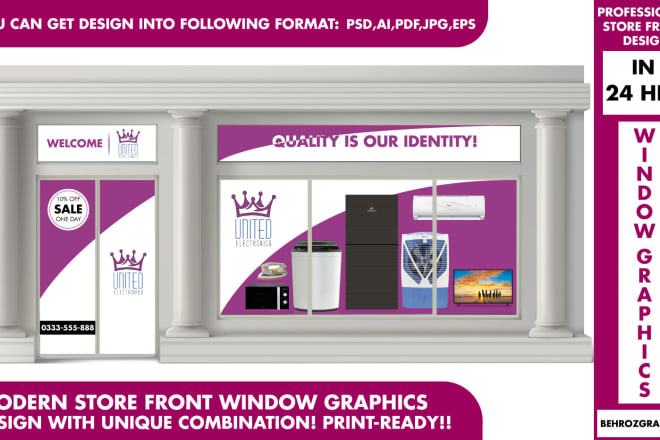 I will design creative shopfront or storefront window graphics