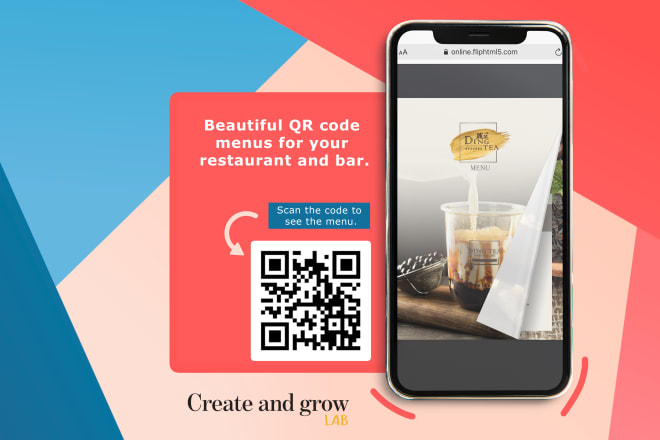 I will design digital creative food, drinks menu include qr code