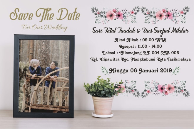 I will design digital wedding invitations 5 dollar only