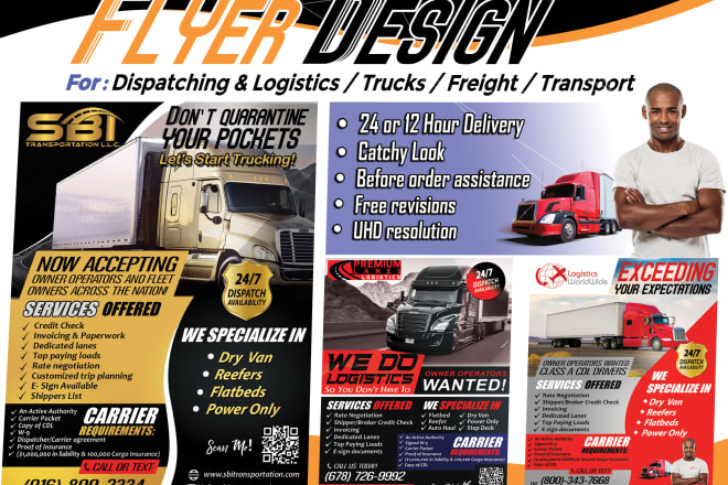 I will design dispatch and logistics trucks freight flyer