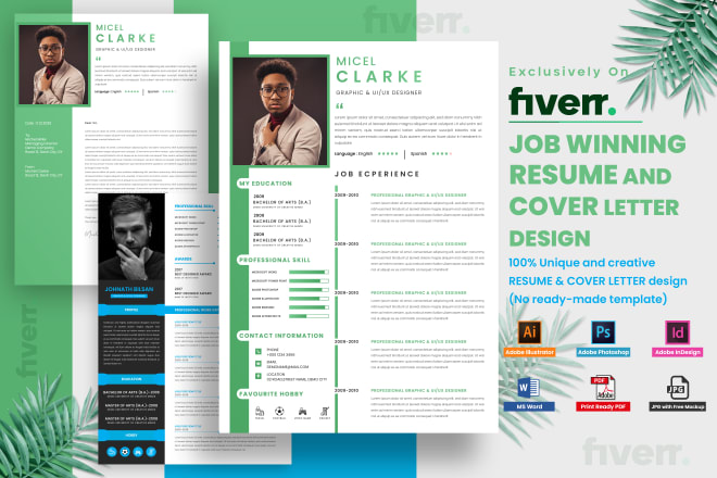 I will design eye catching job winning resume template with cover letter