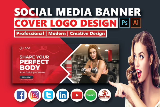I will design facebook, twitter, youtube, linkedin banner cover and logo