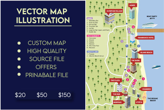 I will design high quality vector map illustration