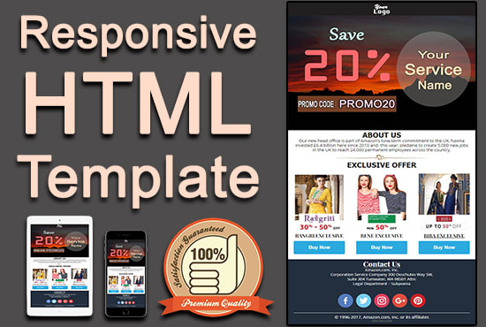 I will design responsive html email template