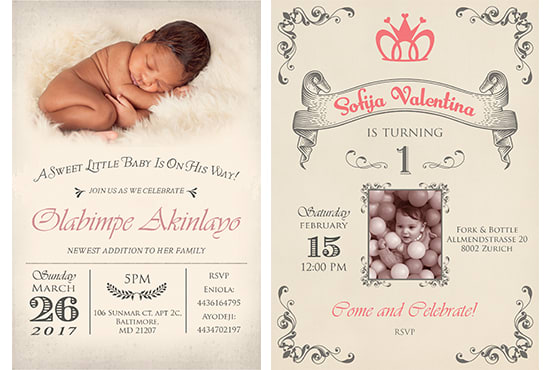 I will design retro baby shower invitations