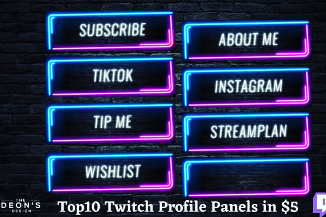 I will design top ten twitch profile panels