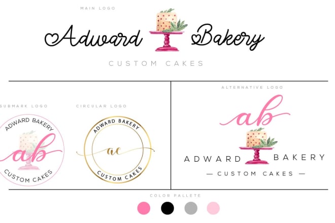 I will do a feminine watercolor cupcake,cake,bakery products logo