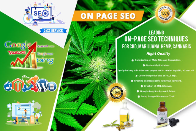 I will do advance on page seo for cbd hemps marijuana cannabis site