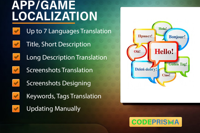 I will do aso, app or game localization in up to 7 languages