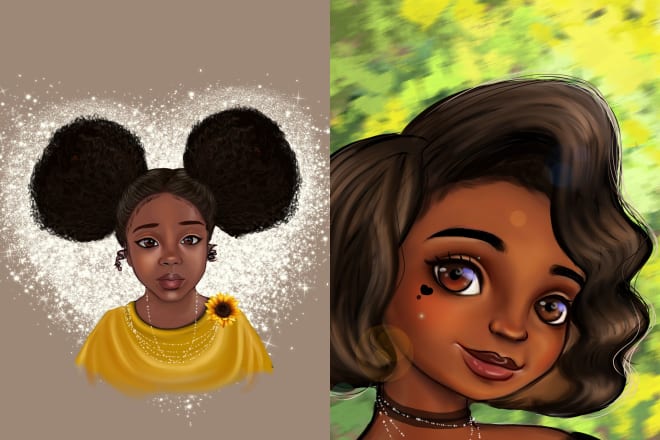 I will do black african american character design cartoon caricature portrait