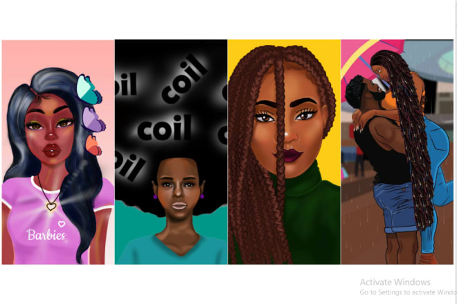 I will do black african american character design or illustration for tshirt design