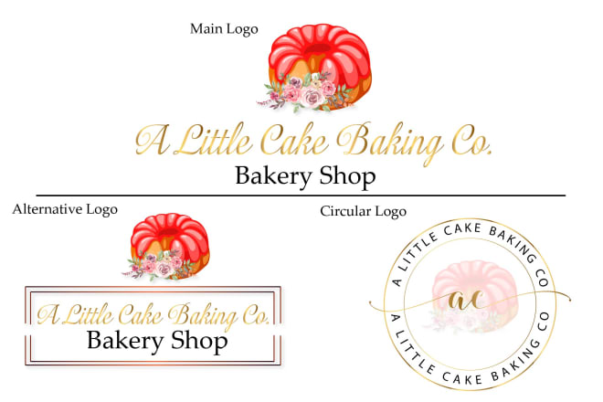 I will do feminine watercolor cupcake,cake,bakery products logo
