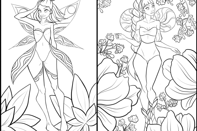 I will do magical coloring book pages for adult and children