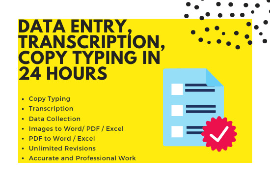 I will do perfect data entry, transcription, and typing jobs in 24 hours