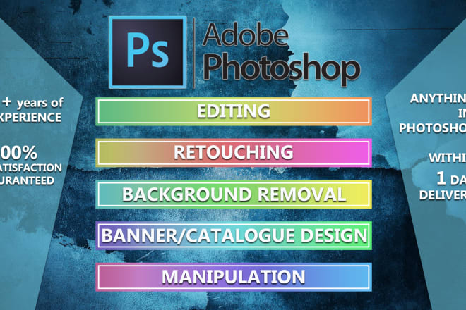 I will do photoshop editing, retouching and background removal