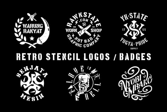 I will do retro stencil logo or badge