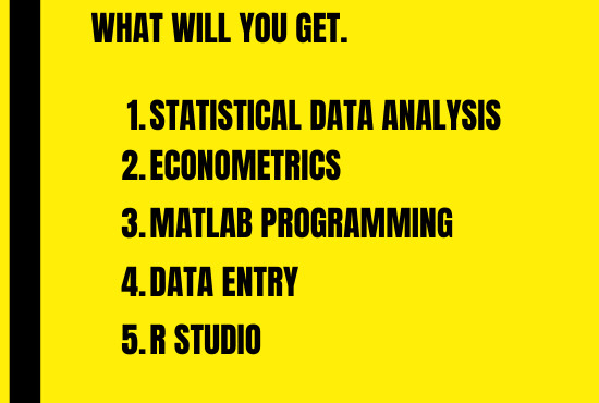 I will do statistical data analysis and econometric modeling using matlab,stata and r