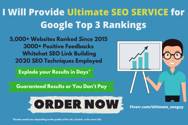 I will do ultimate SEO service for page 1 rankings in days for 2021